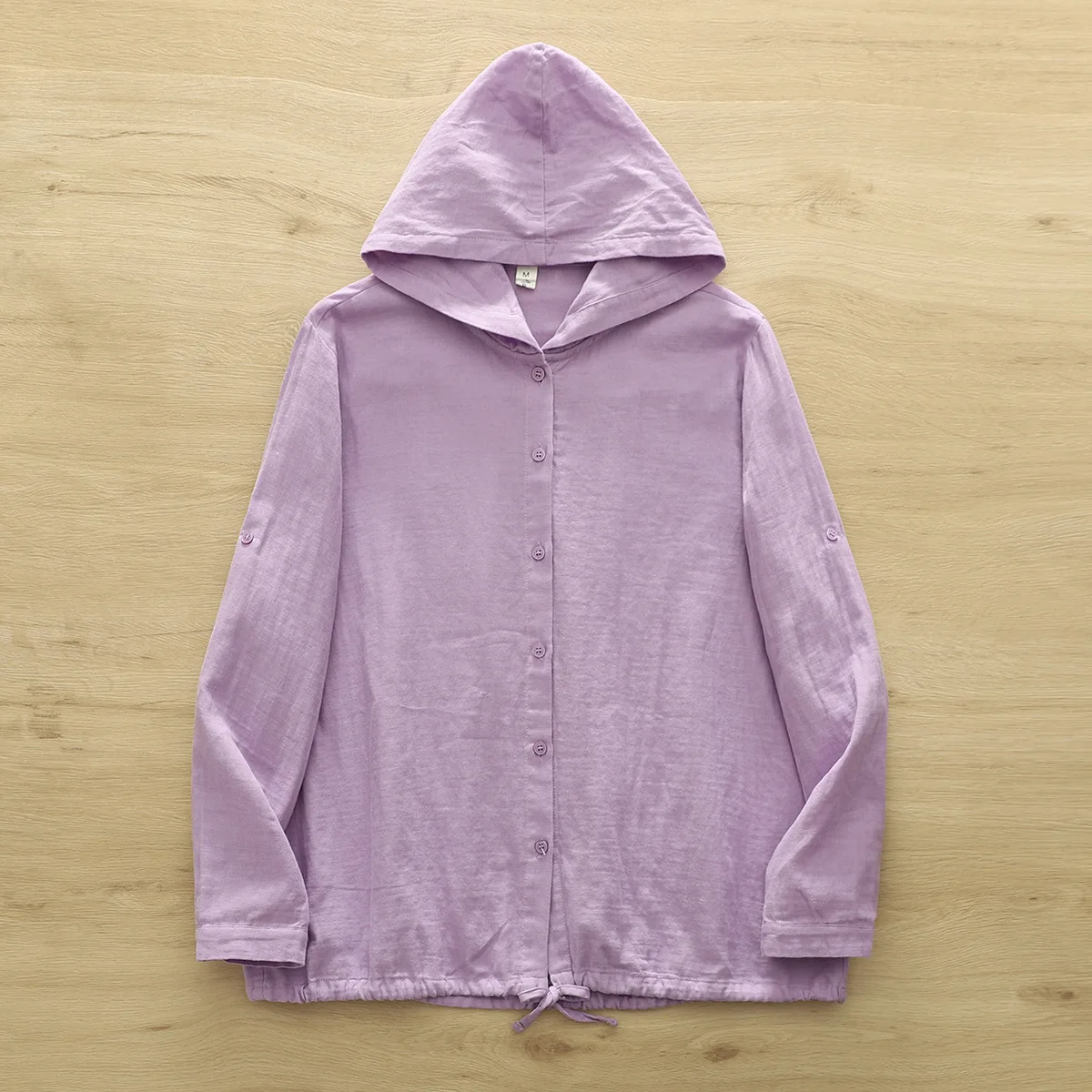 New 2025 Autumn Cotton Yarn Hooded Shirt, Women Long Sleeve Solid, Mori Girl Casual Versatile Sunscreen Loose Blouse T57419CC