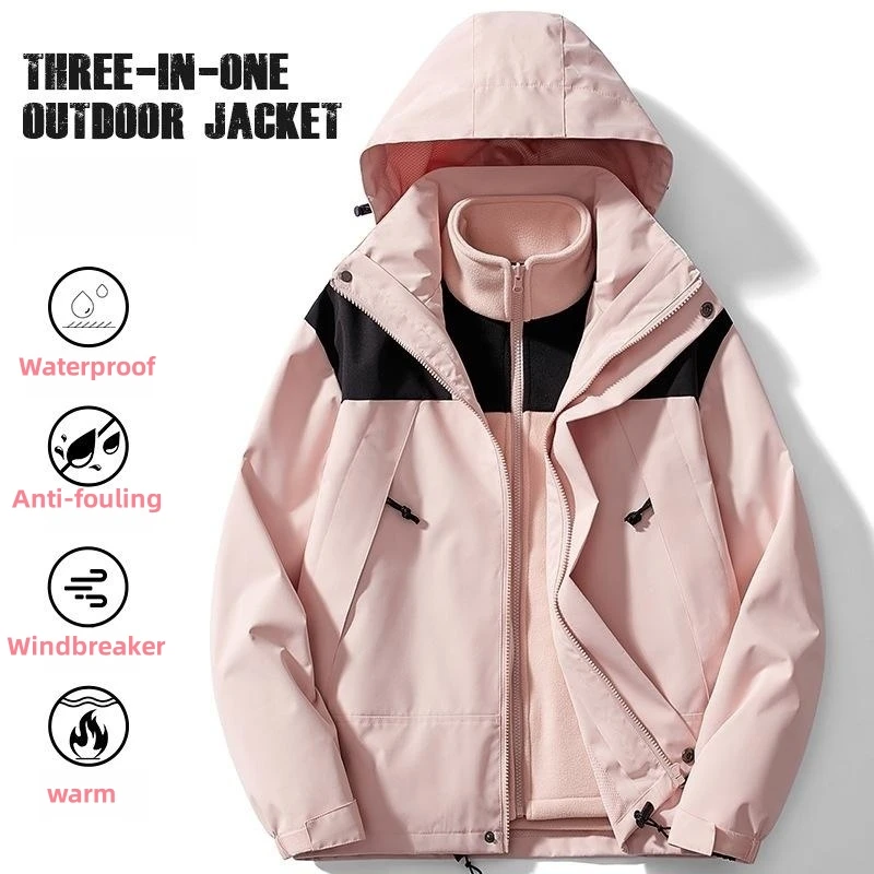 

Windbreaker Two-pieces Sets 3 in 1 Jacket For Men Waterproof Autumn Winter Jackets For Women Camping Hiking Trekking Equipment