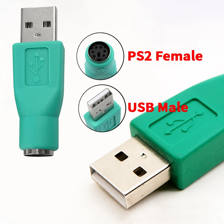 2 قطعة PS/2 أنثى إلى USB ذكر محول محول موصل للكمبيوتر لوحة المفاتيح الماوس #2