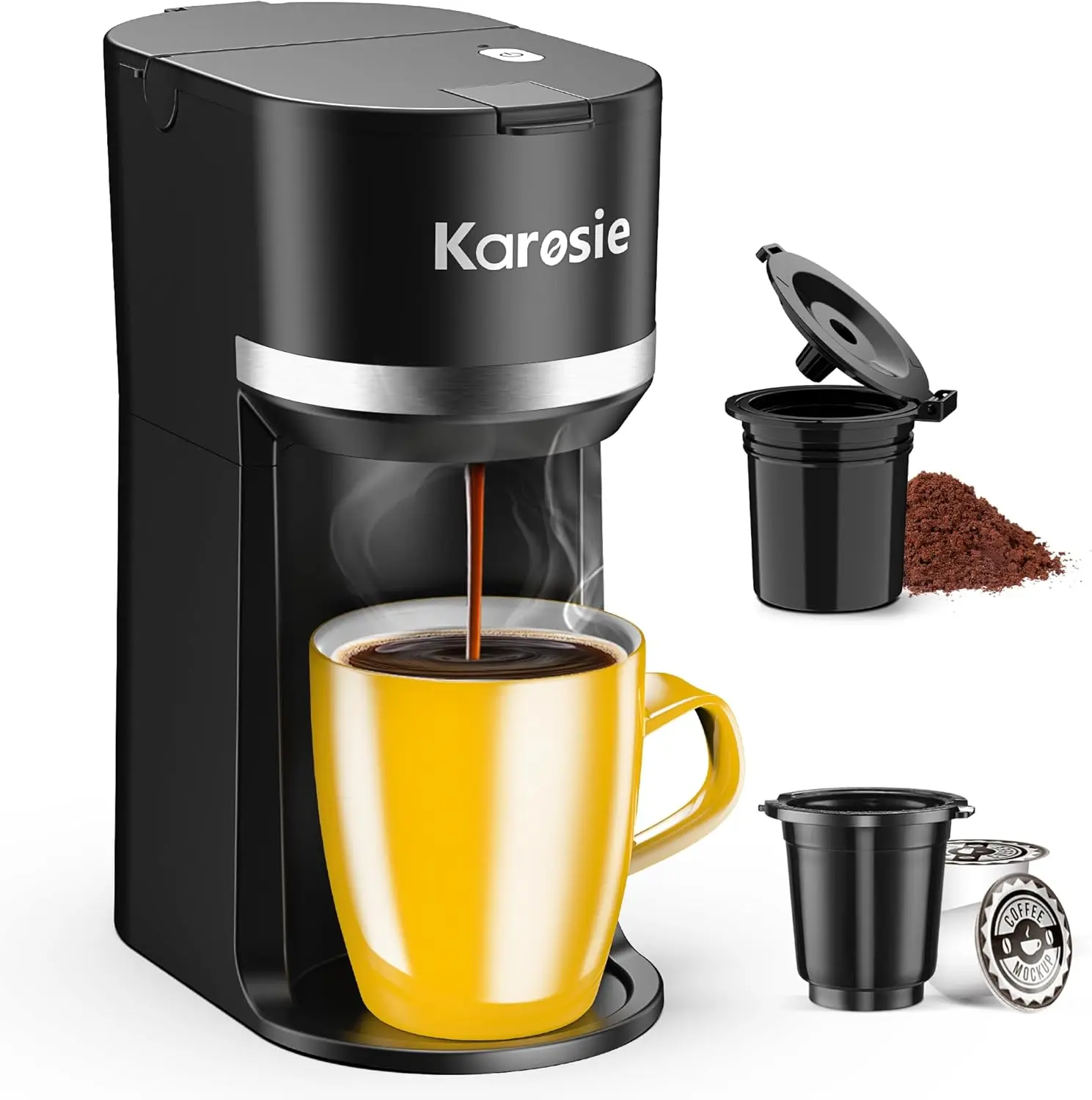 

Компактная кофеварка для одной порции, подходит для кофе в капсулах K-Cup и молотого кофе, быстрое приготовление одной кнопкой, подходит для кружек до 5,5 дюймов.