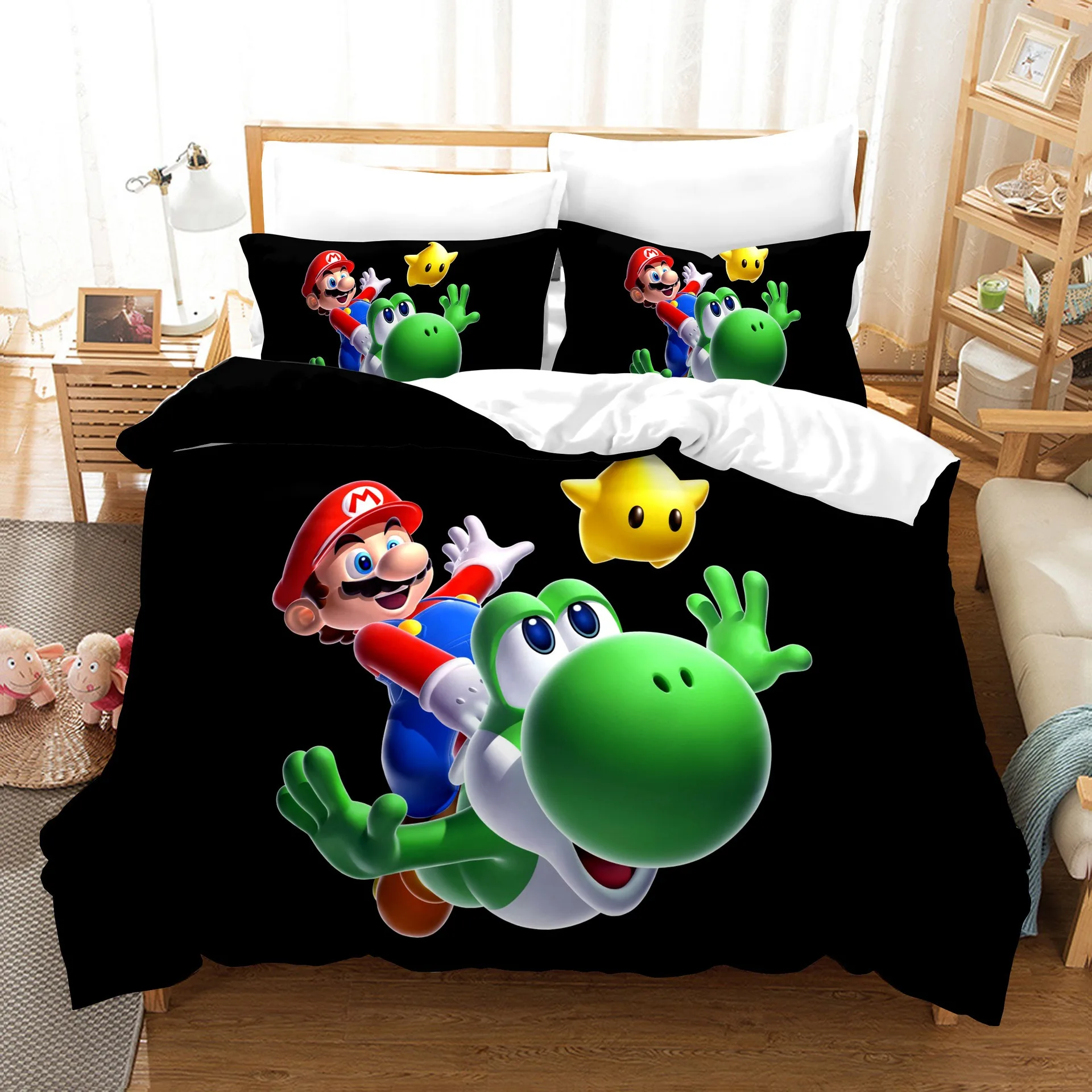 Super Mario Cover Sets,Anime Duvet Bed Linen set,3d Bedding Set, 2/3-Piece1 Bed Cover,King Size