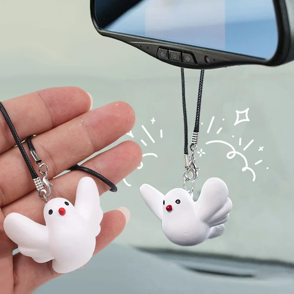 Peace Dove Car Pendants Auto Rearview Mirror Hanging Little White Pigeon Decoration Pendant Backpack Christmas Tree Home Pendant