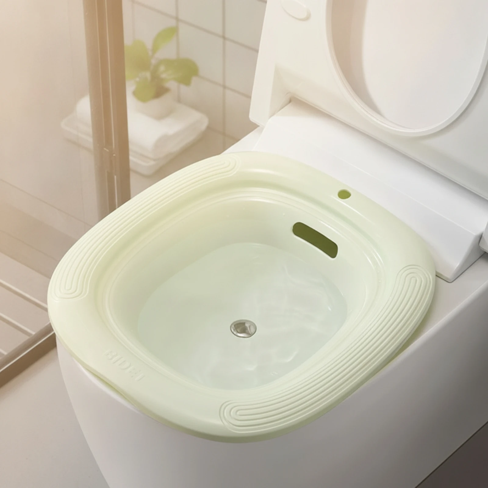 Immagine 5: Sedile per bagno sitz con tappo di scarico, ispessito, ergonomico e liscio, per donne in post-parto, per bagno