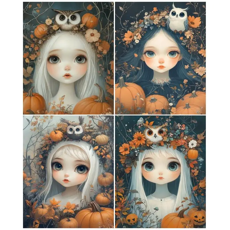

CHENISTORY Pictures By Numbers Halloween Girl DIY Frame Painting By Numbers HandPainted Unique Gift Home Decoration 50x65cm