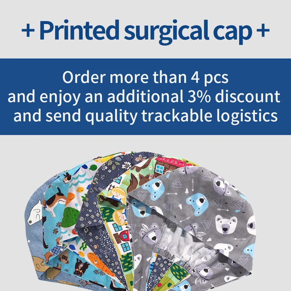 Cartoon Printing Hats Nurse Scrubs Capa Sweat-absorbent Head Wrap Towel Surgical Anti-Dirty Cotton Cap Lab Scrub Hat Medical Hat