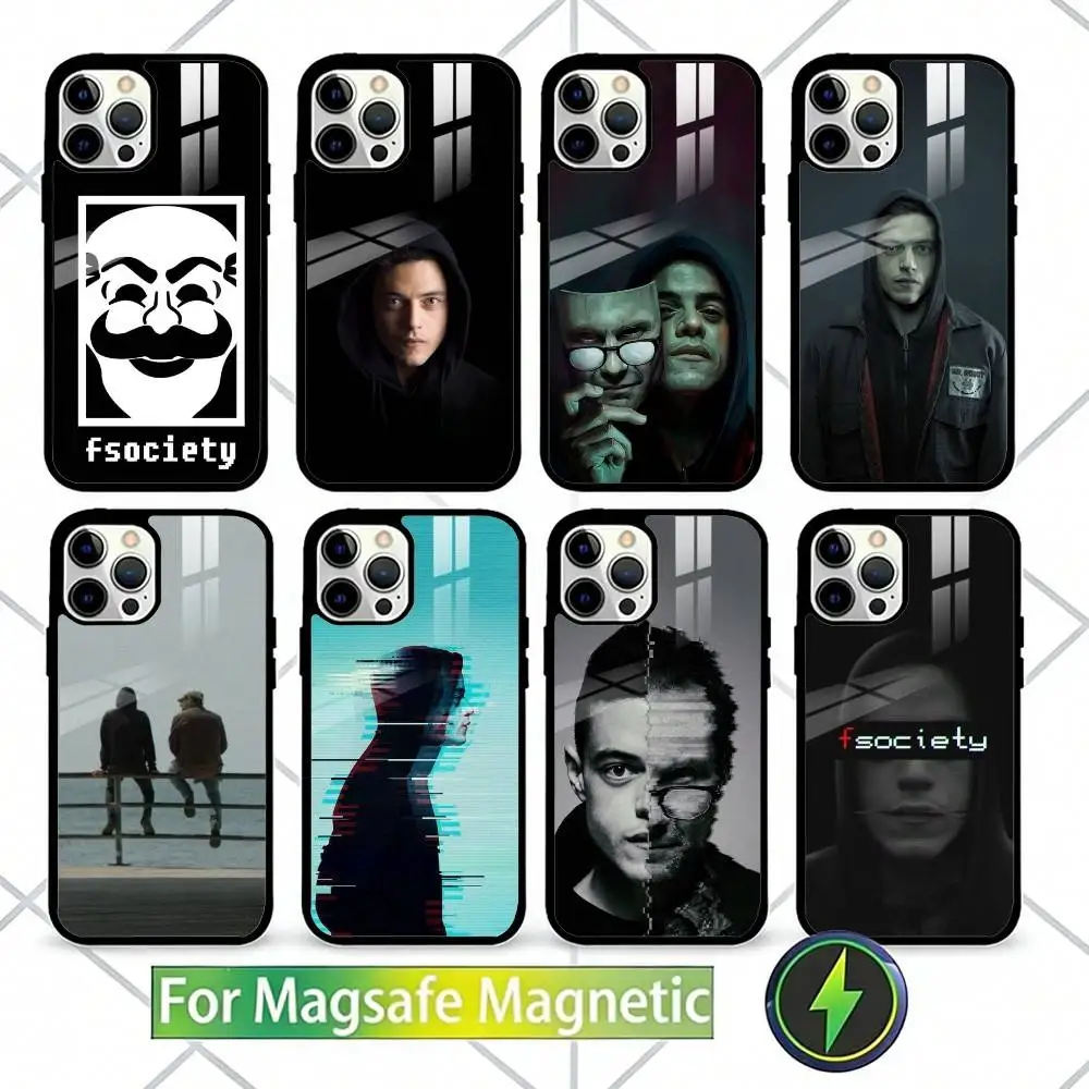 

TV M-Mr R-Robot F-FSociety Phone Case For iPhone17,16,15,14,13 Plus,Pro Max Magnetic For Magsafe Wireless Charging