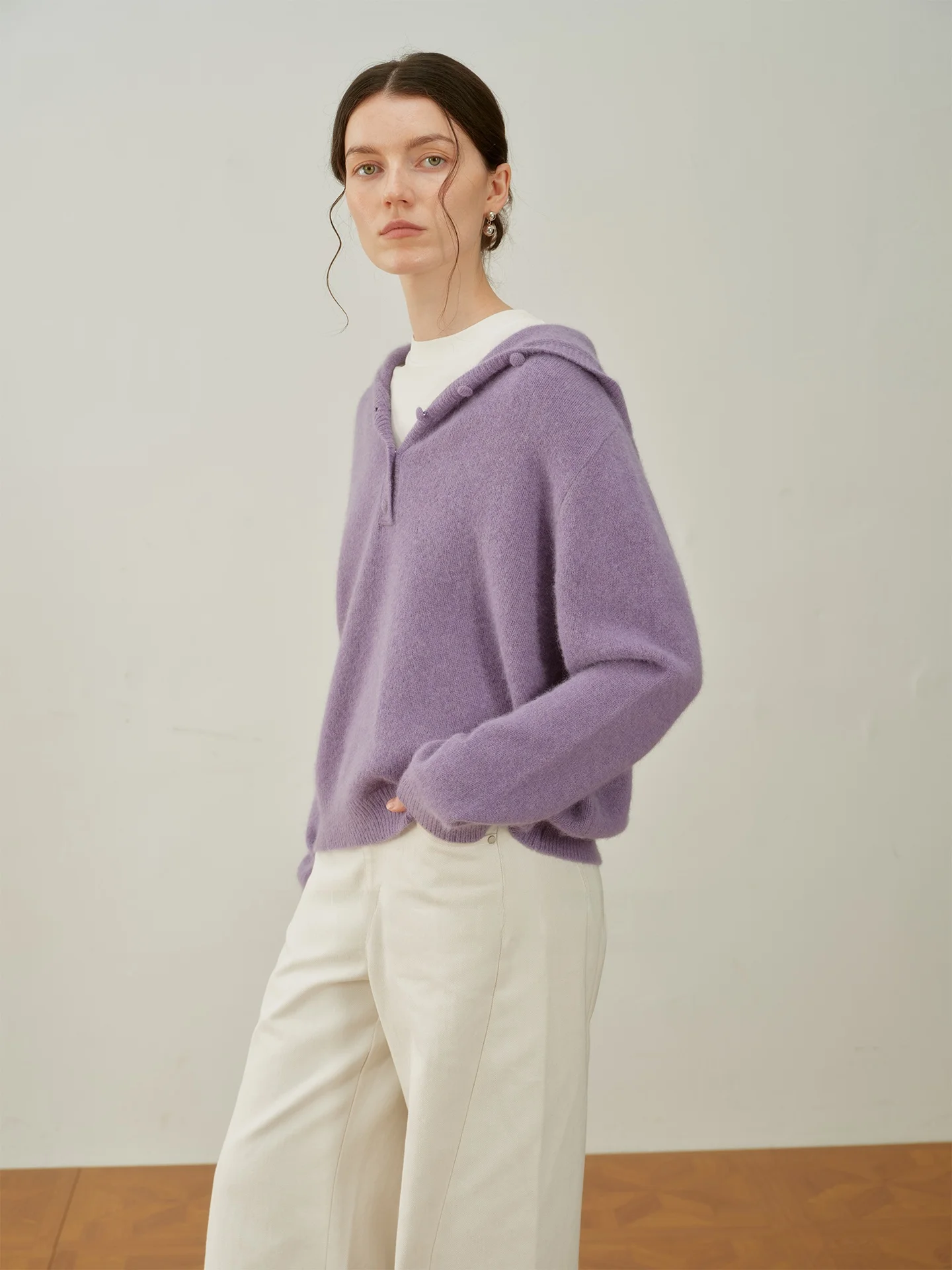 

Высококачественная модная вязаная шапка-бини из меха медведя и шерсти для женщин, осенне-зимний длинный свитер-круглый свитер