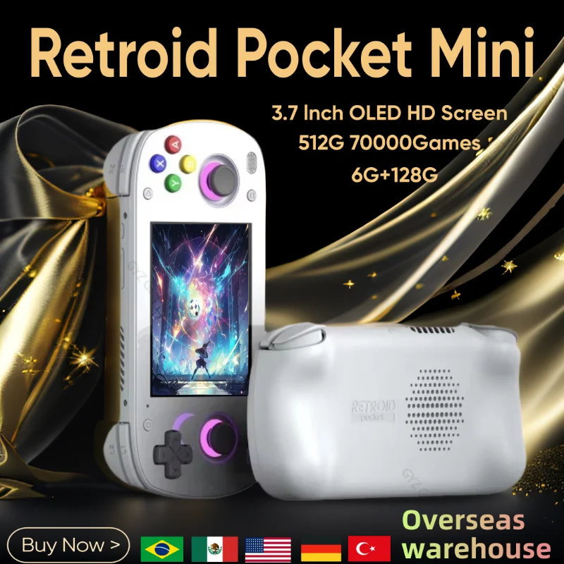 

Retroid Pocket Mini New Game Console 3.7 inch Organic LED HD Screen Android 10 6G 128G Wifi PSP PS2 Retro Handheld Game Console