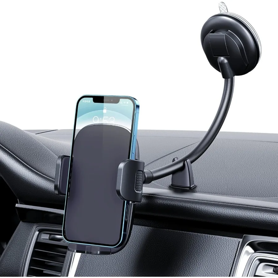 

Long arm dashboard windshield car phone holder with antishake stabilizer for smartphone ideal for driving navigation and handsf