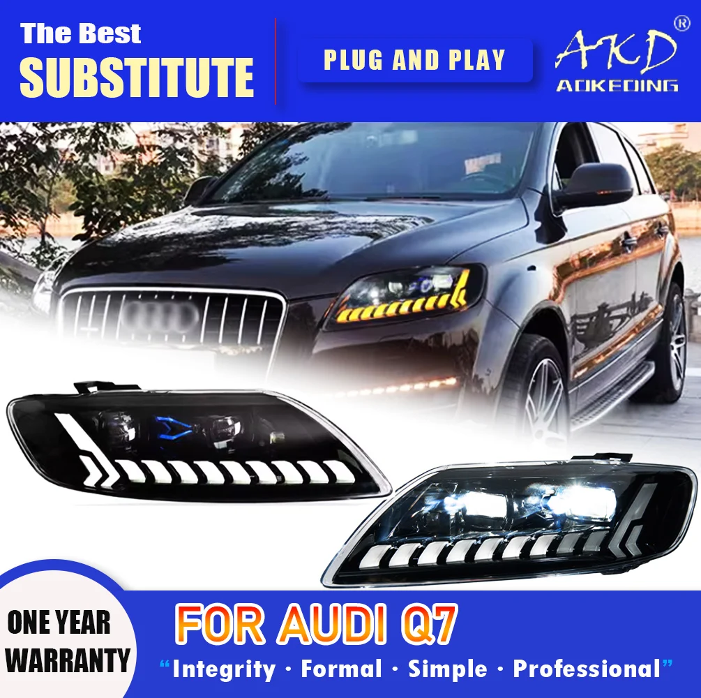 

AKD Head Lamp for AUDI Q7 LED Headlight 2006-2015 Headlights Q7 DRL Turn Signal High Beam Angel Eye Projector Lens