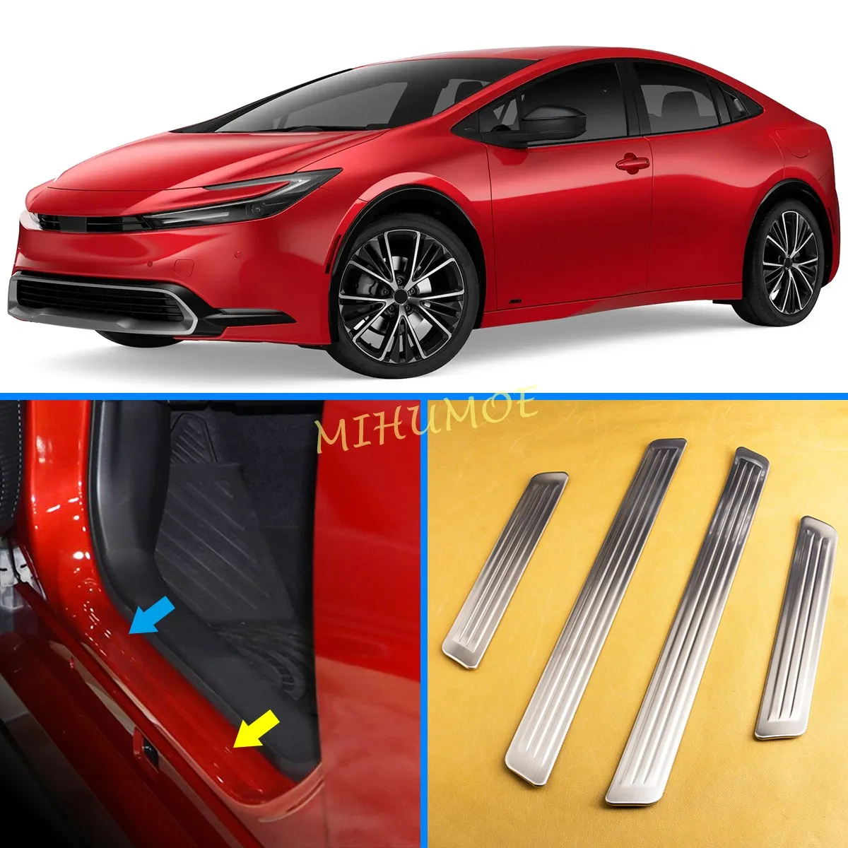 

Для Toyota Prius/Prison Prime 2023-2025 гг., крышка порога автомобиля из нержавеющей стали, внешняя защитная пластина, серебристая, 4 шт.
