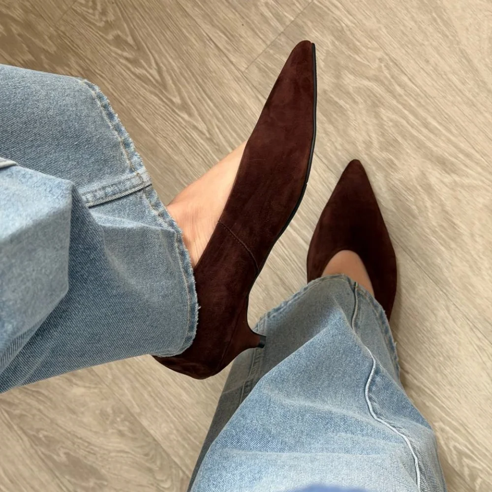 Women's Retro Suede Pointed Toe High Heel Pumps for Office or Party