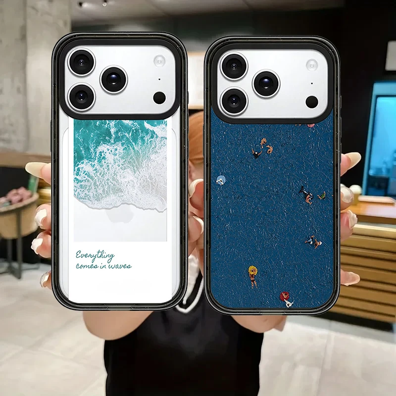 

Everything Comes in Waves Impact Black Border Magnetic Cover for IPhone 12 13 14 15 16 17 Pro Max Case for IPhone 17 Air