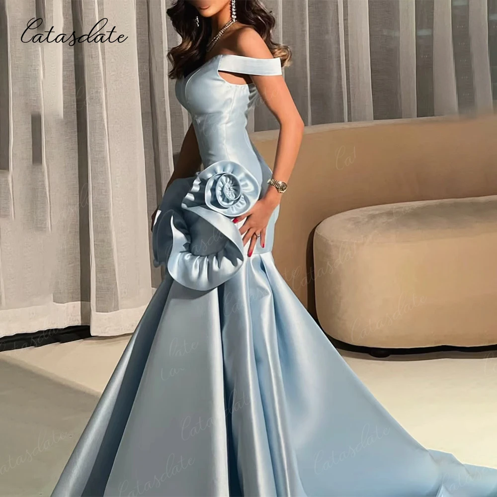 فستان حفلات Catasdate زهور ثلاثية الأبعاد على شكل حرف A فستان حفلات من الساتان على شكل قلب مناسب رسمي للنساء حسب الطلب