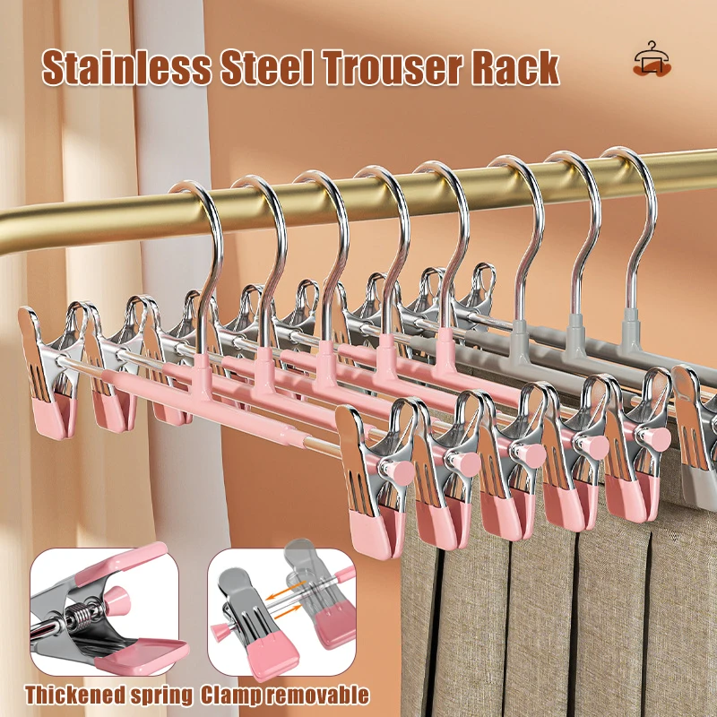 20pcs/10pcs Stainless Steel Hanger Trousers Clips Dress Hanger Skirts Clip Clothes Hanger Pant Rack Wardrobe Pants Tongs