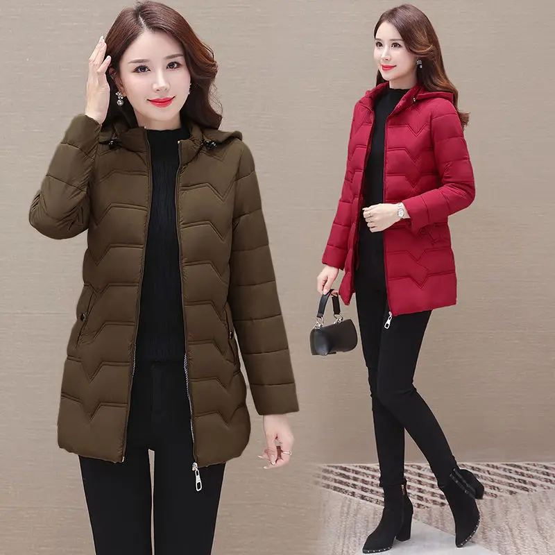 Women Winter Coat Thick Cotton Parka with Stand Collar Casual Female Jacket Warm Outwear Mother\'s Fashion Tops New 2024 Overcoat