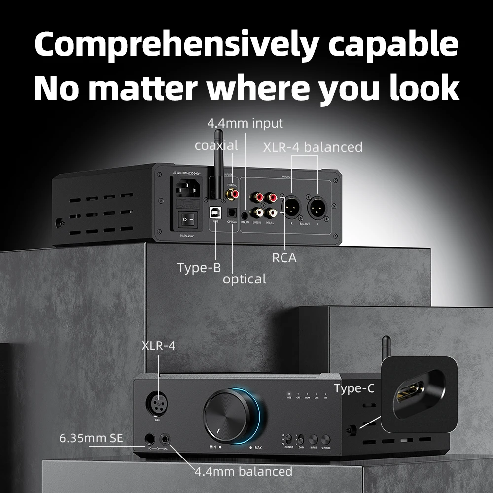 FiiO AKM 데스크탑 DAC 및 헤드폰 앰프, PC 및 휴대폰용, THX AAA 788 +, 블루투스 5.1 LDAC, 768kHz, 32 비트 DSD512, K9