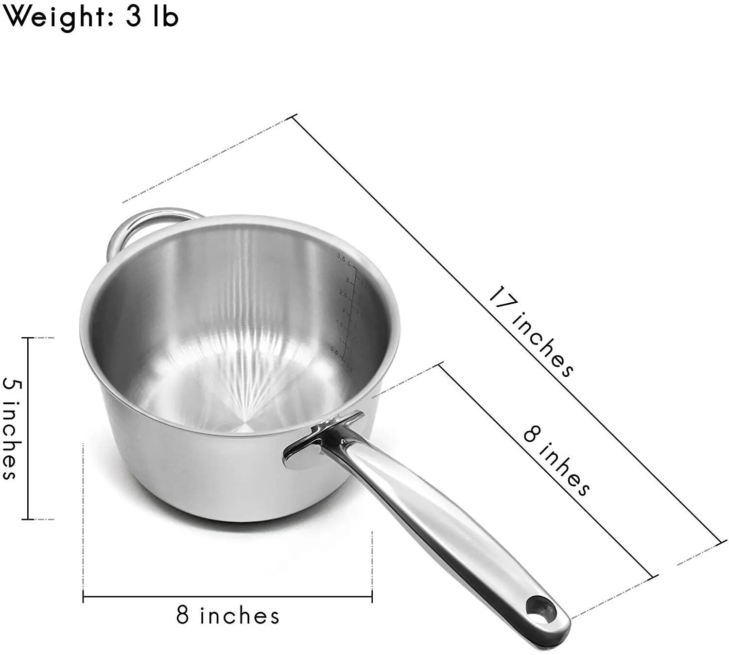 US Fortune Candy 4-quart cookware, 18/8 stainless steel three-layer cookware with lid-