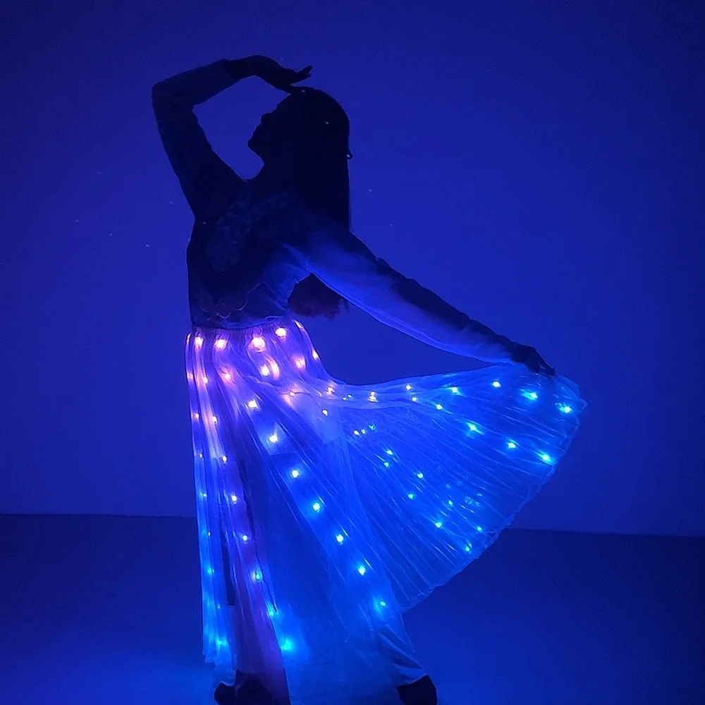 Colorful LED Dance Skirt For Adult Light Belly Dance Performance Props Luminous Dancewear Party Dance Stage Costumes Accessories