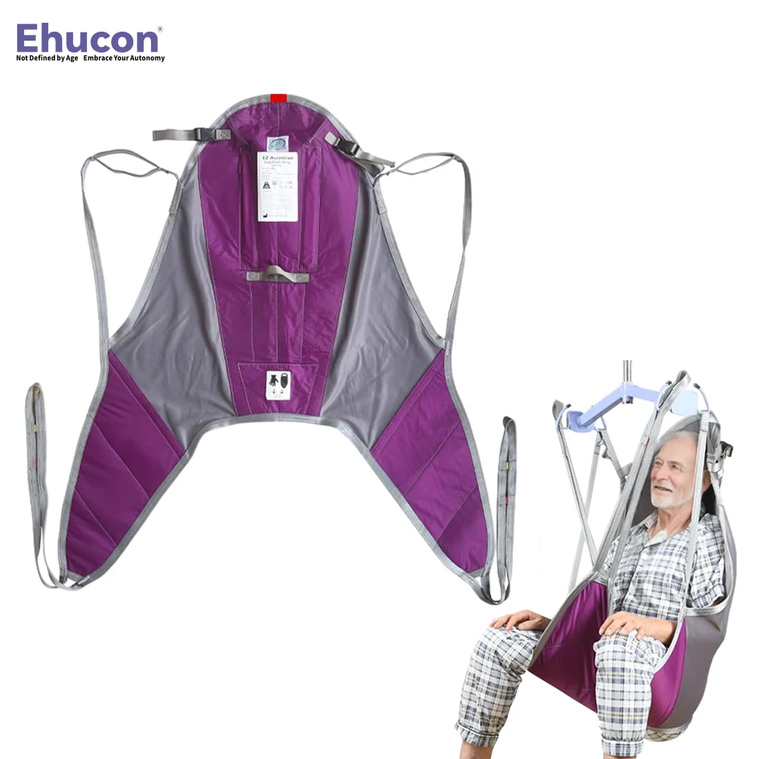 Ehucon Duurzame patiëntenlift Verdeelde beenband Hoge rugsteun Overdrachttakelband voor ouderen Gewichtscapaciteit van 500 lb