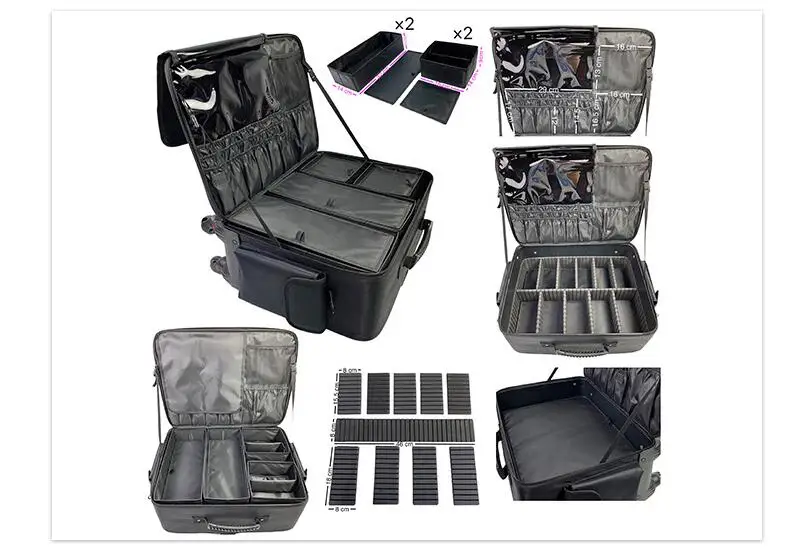 Professional Rolliing Makeup Artist Bag Portable Nail Organizer Makeup Trolley Cometic Bag Cosmetic Organizer Makeup Artist Bags