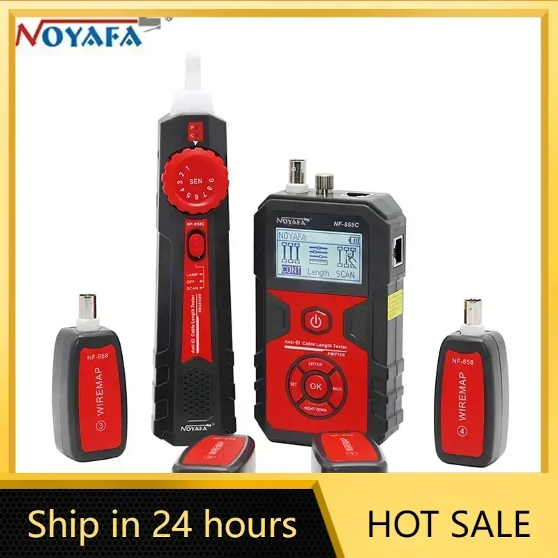 NOYAFA NF-858C Portable Cable Line Locator Wire Tracker Network Tester with RJ11 RJ45 BNC Support Length Measurement Tool