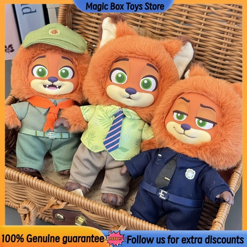 Genuine Disney Zootopia Nick & Judy Growth Journey Series Vinyl Plush Blind Box Toy Kawaii Pendant Figure Dolls Mystery Box Gift