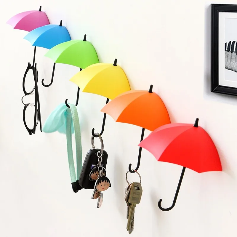 3pcs/lot Non-Marking Punch-Free Umbrella Hook Self-Adhesive Hook Wall Door Clothing Hanger Key Hanger Hook Bathroom Kitchen Rack