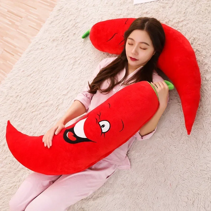 

80-100cm Hot pepper Funny Face Chili creative pillow cushion plush fruit vegetables food Anti-stress soft girl Children toy gift