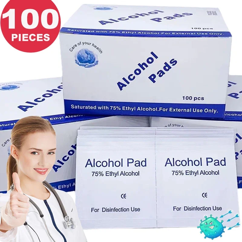 Disposable 75% Alcohol Swab for Wound Disinfection, Essential First Aid Box Supplies for Home Disaster Preparedness.