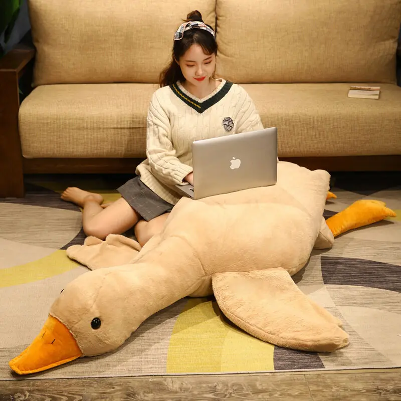 50-190cm Giant Goose Plush Toys Soft Stuffed Boba Duck Sleep Pillows Cute Animal Big Goosey Floor Mat Dolls Girl Christmas Gifts