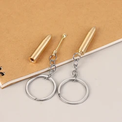 2 In1 Brass Ear Spoon Keychain Creative Unisex Backpack Purse Decor Pendant Ring Holder Birthday Party Daily Gift