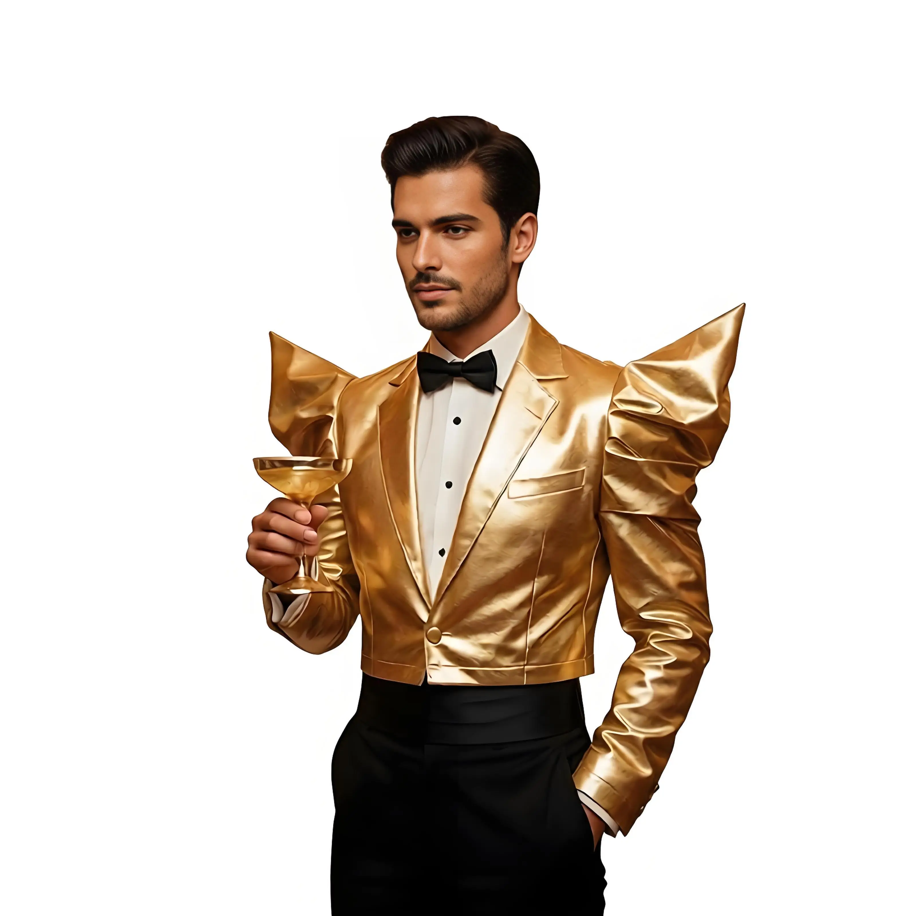 Adult Men Metallic Jacket Notched Collar Vest Sleeveles Outerwear for Hip Hop Dance Party Stage Performance Motorcycle Waistcoat