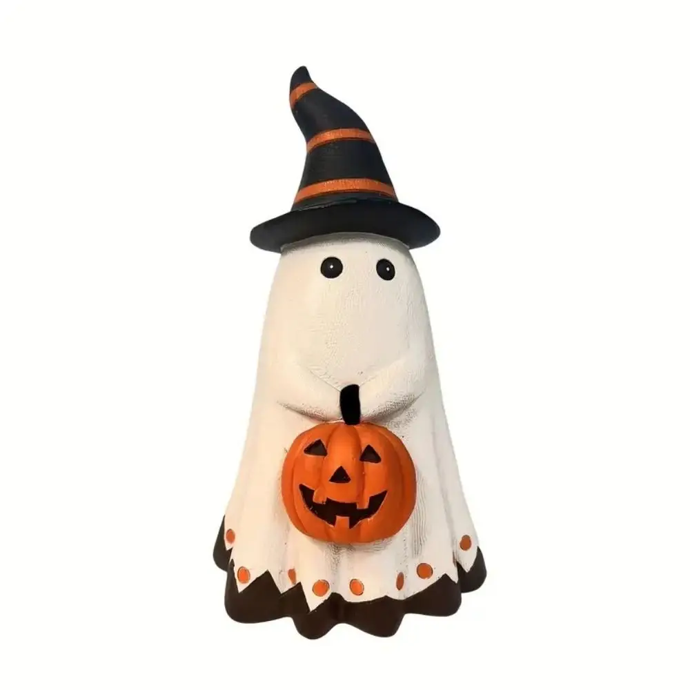 

Resin Ghost Pumpkin Ornament Adorable Sculpture Vintage Halloween Decor Collectible Pumpkin Aesthetic Room Decor Holiday Parties