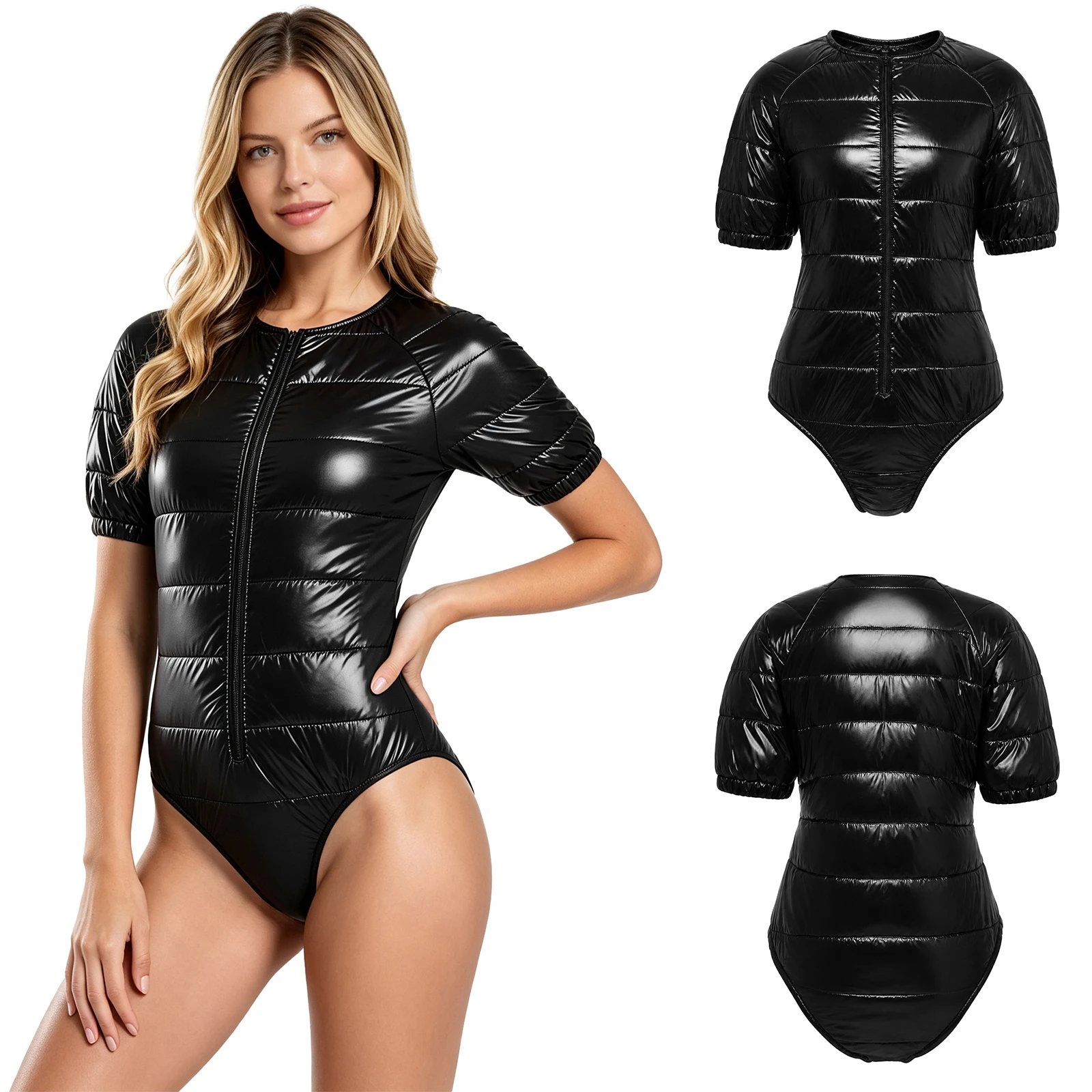 Women Waterproof Padded Quilted Puffer Bodysuit Leak-proof Diaper Cover Special Needs Adaptive Clothing for Elderly Alzheimer view 2