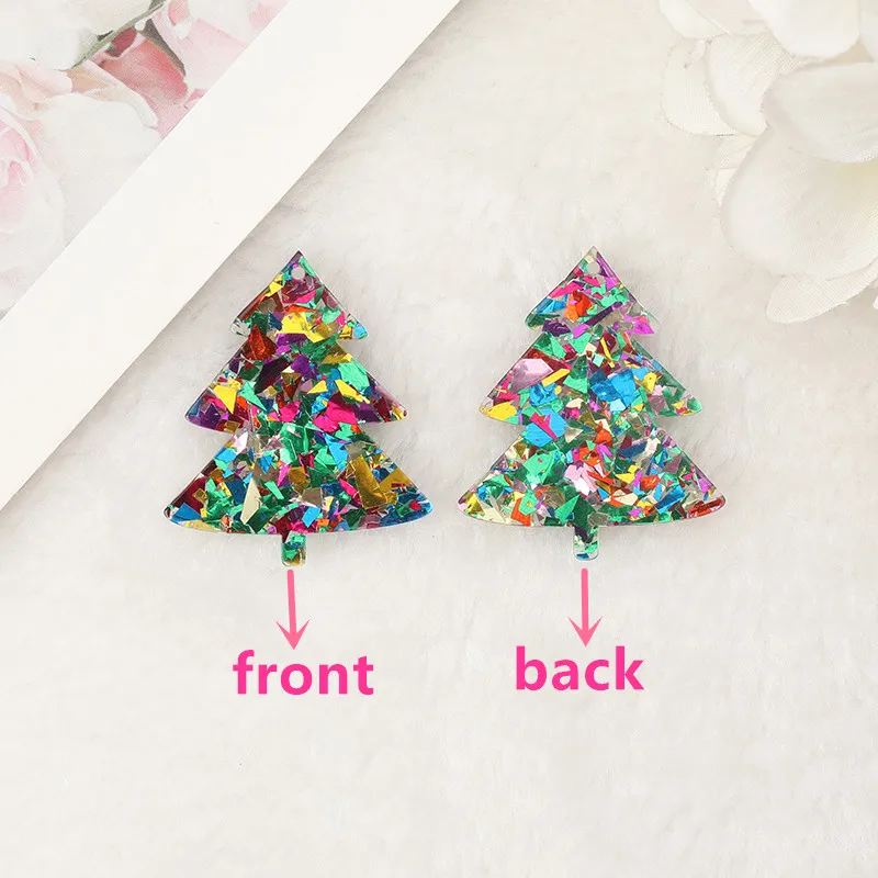 6Pcs Christmas Charms Creative Acrylic Star Tree Pendant For Necklace Keychain Diy Making Accessories