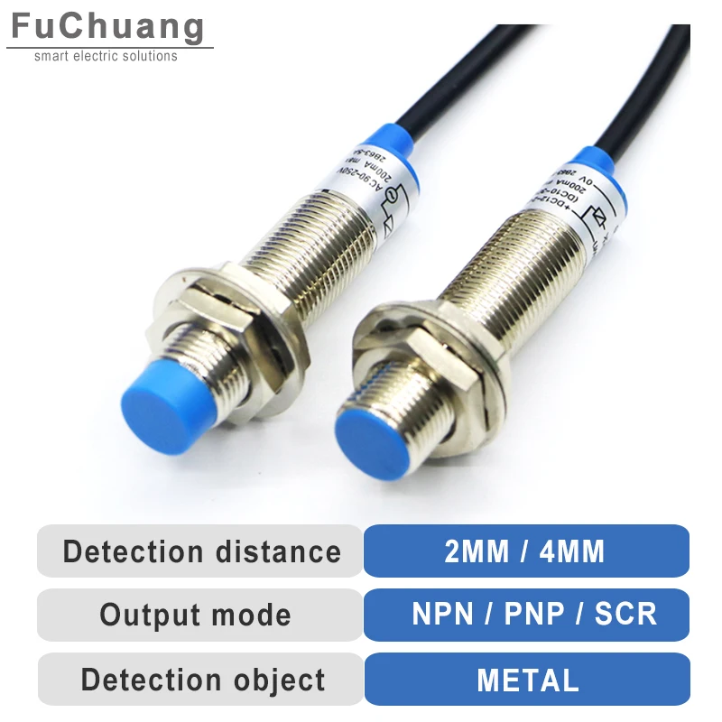 

Inductive Proximity Sensor LJ12 DC 6-36V or AC 90-250V Cylindrical Proximity Switch 2/4mm NPN PNP NO NC NO+NC Metal Sensors