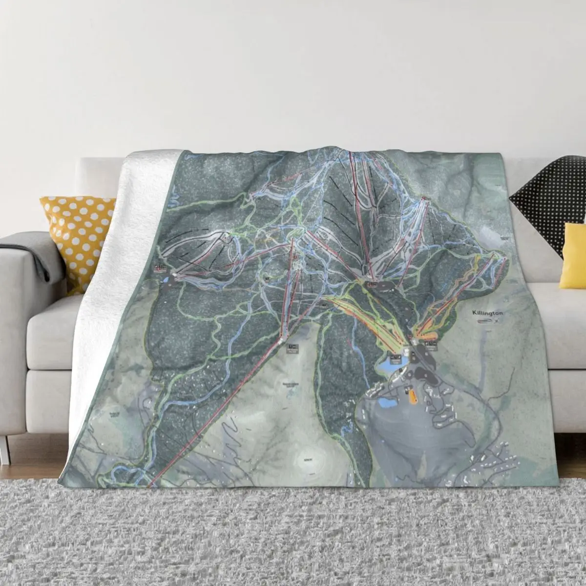 

Killington Resort Trail Map Throw Blanket Shaggy Heavy cosplay anime Blankets