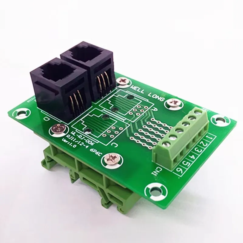 2Pcs/Lot RJ11/RJ12 6P6C Jack 2-Way Buss Breakout Board, Terminal Block, Connector.