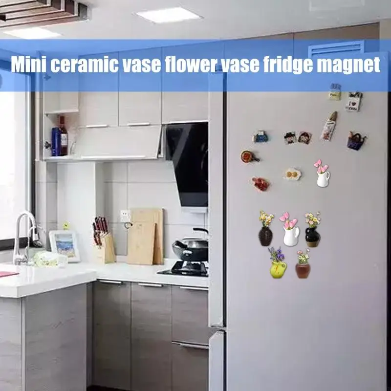 Pacchetto G8TB 5 mini magneti del vaso fiori in plastica per case frigoriferi decori da cucina