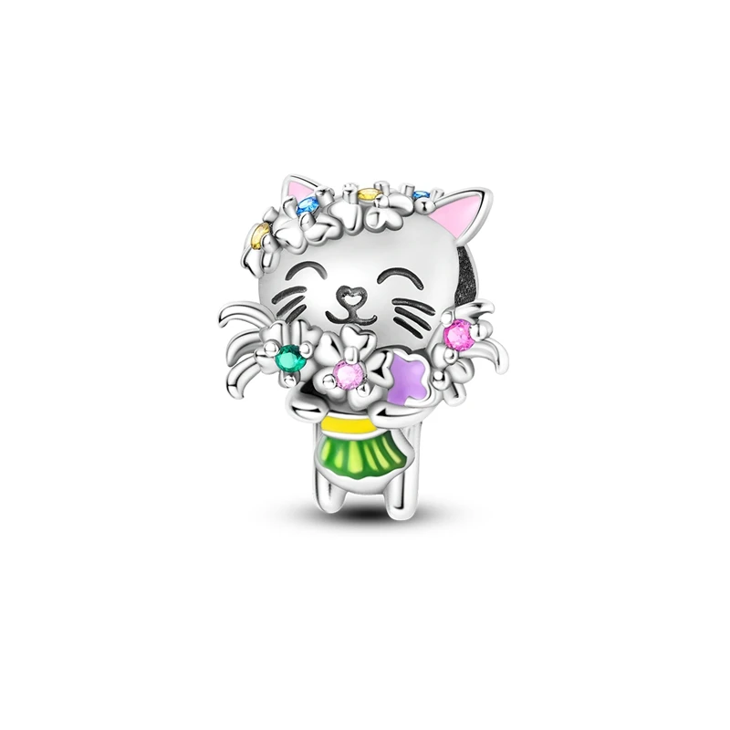 Colorful Cat Bouquet Charms Plata 925r Original Beads Fit Original 925 Charms Bracelet Beads Jewelry Gifts For Women