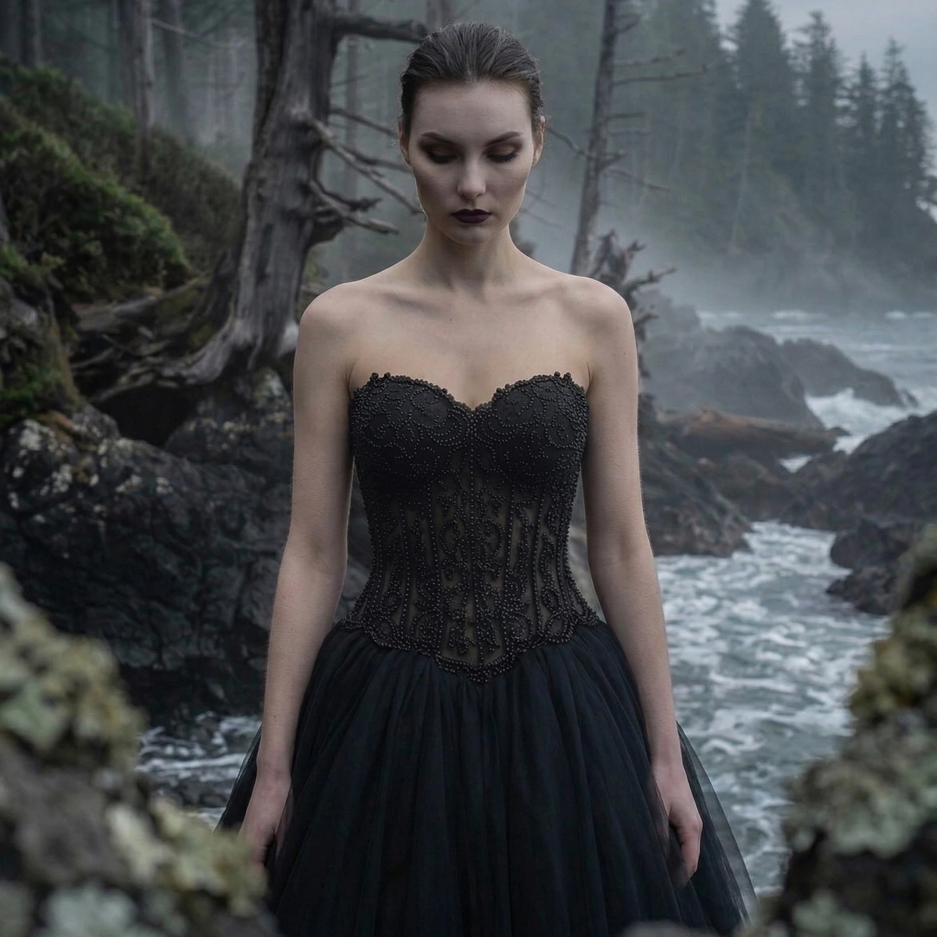 Sharon Said Luxury Black Gothic Ball Gown Wedding Dresses Strapless Sweetheart Beaded Corset Bride Gowns SW567 Customized