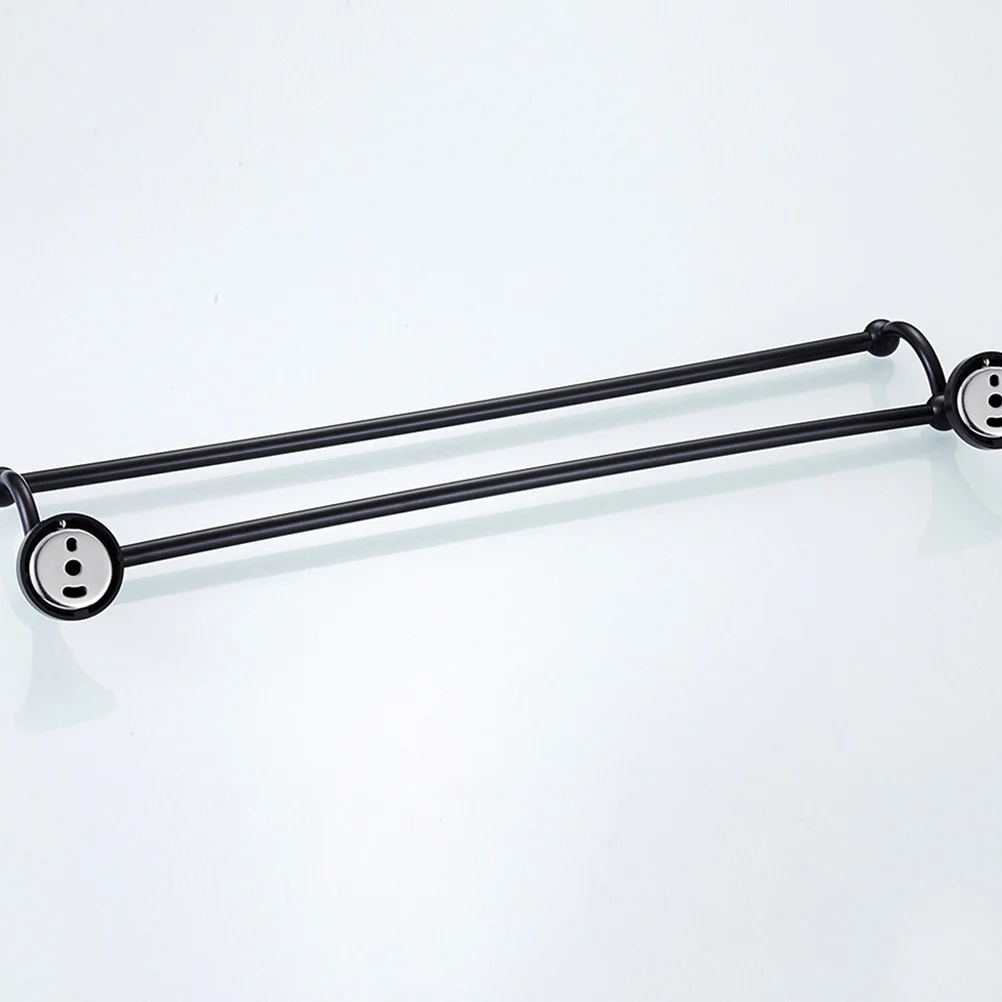 

1pc Double Rod Towel Rack Brass Modern Bathroom Kitchen Laundry Room Storage Holder Wall Mounted Towel Hanger Silver