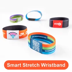 Smart Elastic Wristband With Chip QR Code NFC RFID Custom-made Fabric Silk Club Visit Available for Annual Conferences Festivals