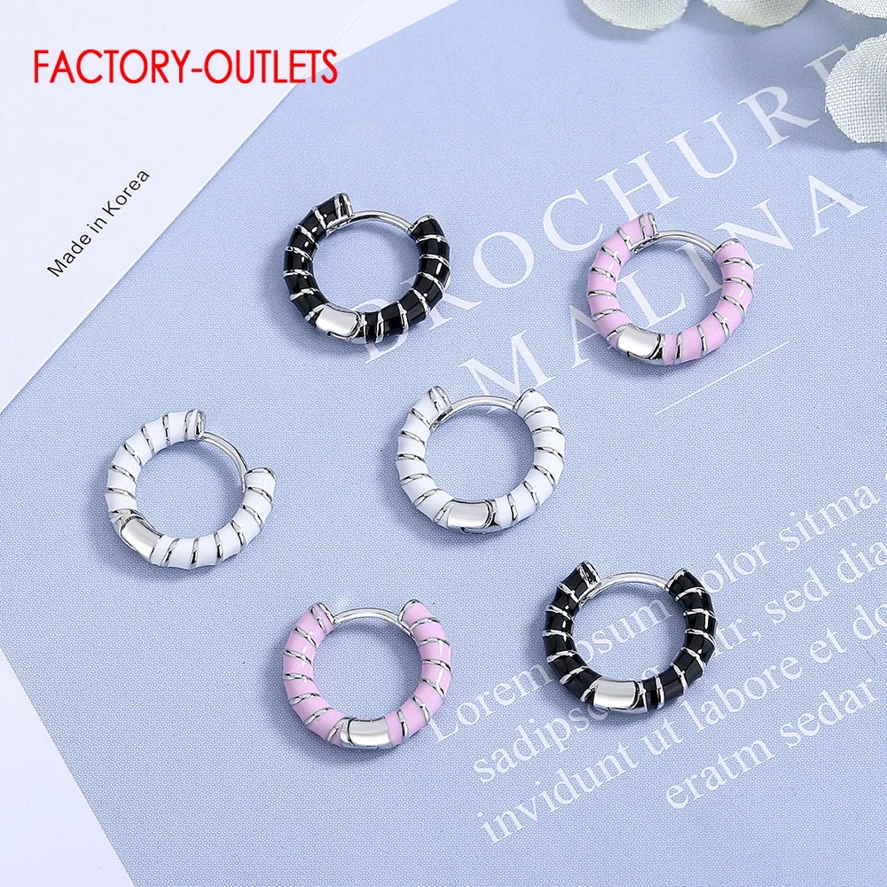 High Quality New Arrival Genuine 925 Sterling Silver Color Hoop Earring Fine Jewelry For Women Girls 3 Colors Option Wholesale image 2
