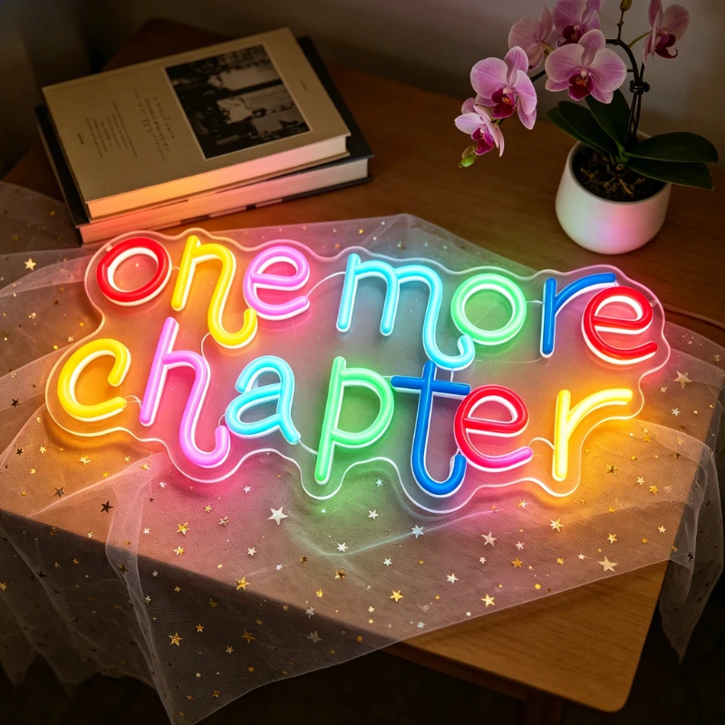 

One More Chapter Multicolor LED Neon Sign for Home Decor Bedroom Study Room Reading Inspiration Wall Art Gift for Book Lovers