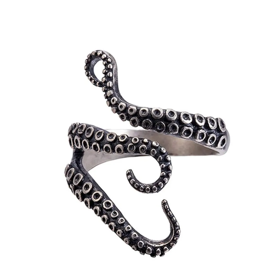 

Withered S925 Sterling Silver Octopus Catching Ring With Simple And Adjustable Opening Elegant Party Jewelry Rings Women's Ring