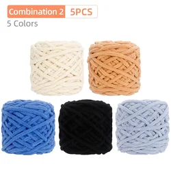 QJH 5 Pcs Chunky Chenille Yarn (95g/3.35oz), Worsted Yarn for DIY Crocheting Hand Knitting Blanket, Sweater Shawl Scarf Gloves