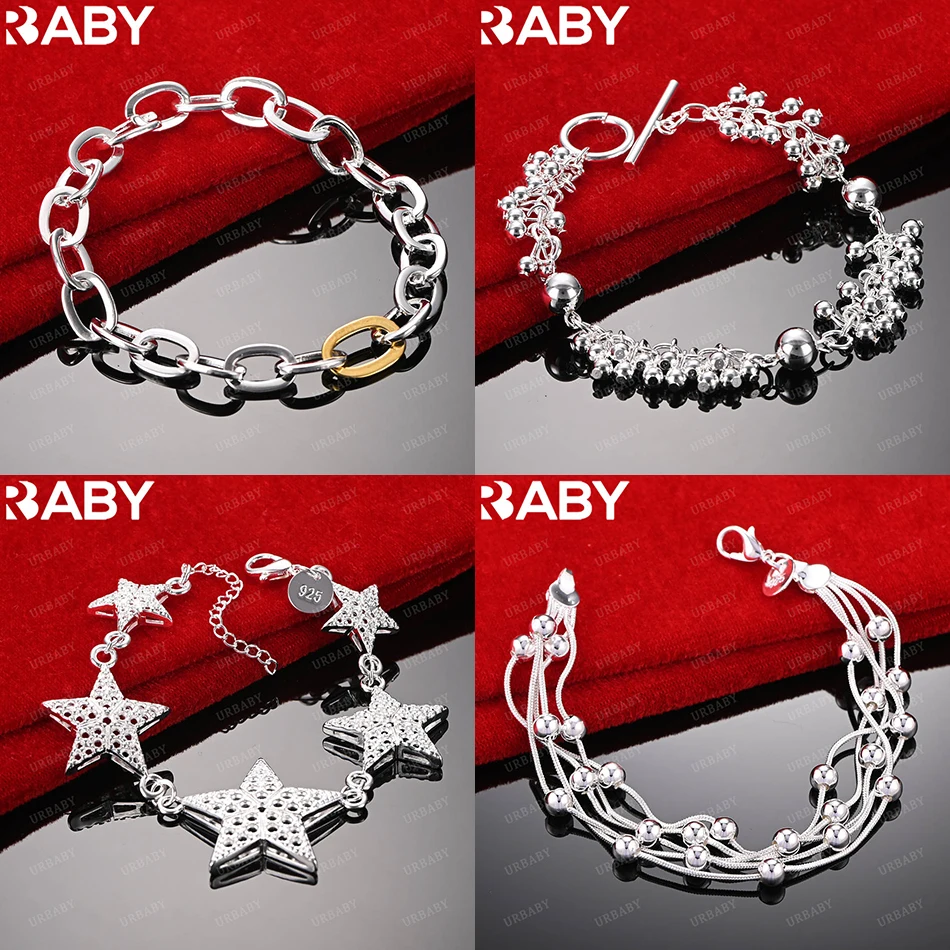 

URBABY браслеты из стерлингового серебра 925 пробы для женщин и мужчин, подарок на годовщину, популярные дикие модные романтические украшения