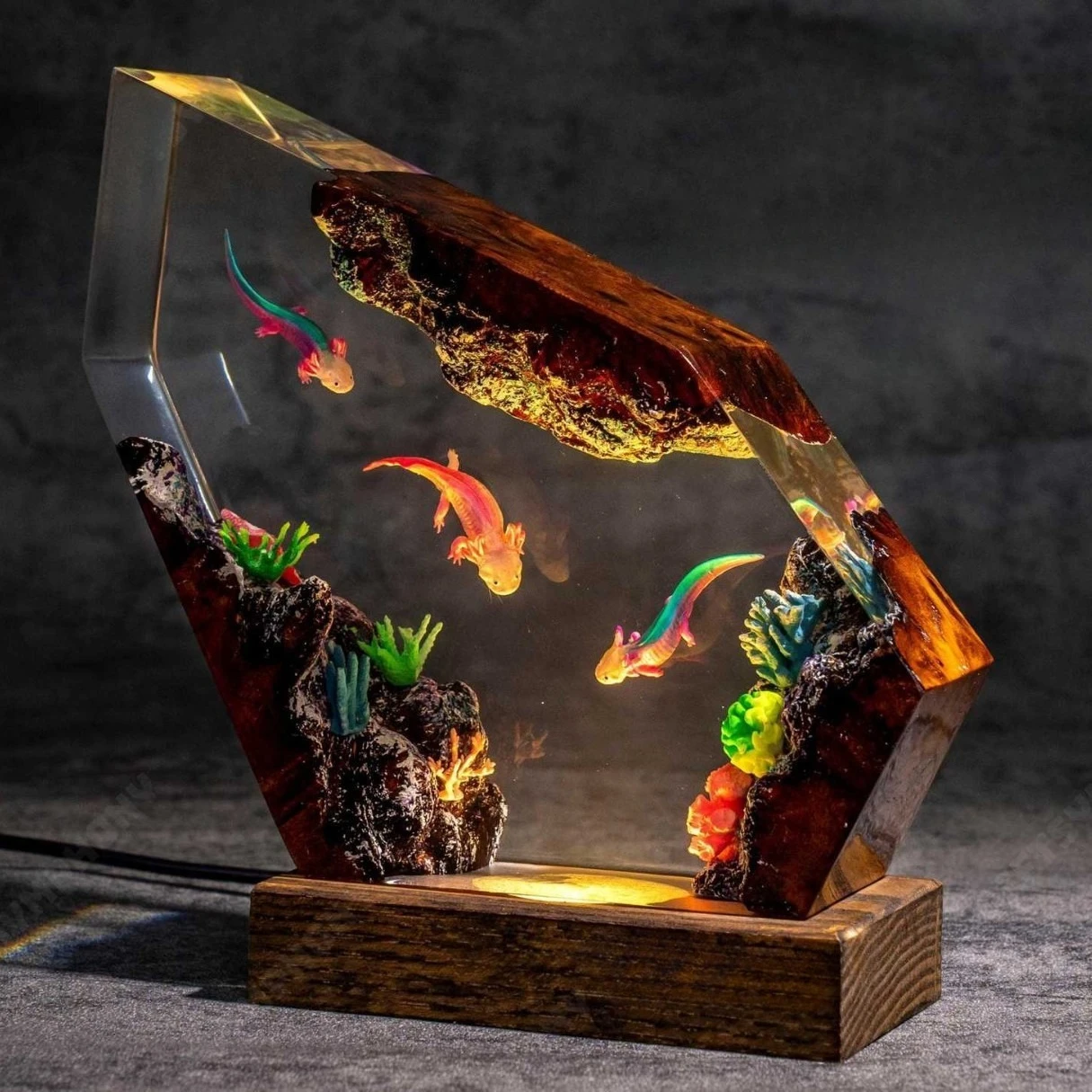 Ocean Series Blunt-Toothed Salamander Salamander Resin Lamp Creative Home Decorative Tableware Artwork Display Piece